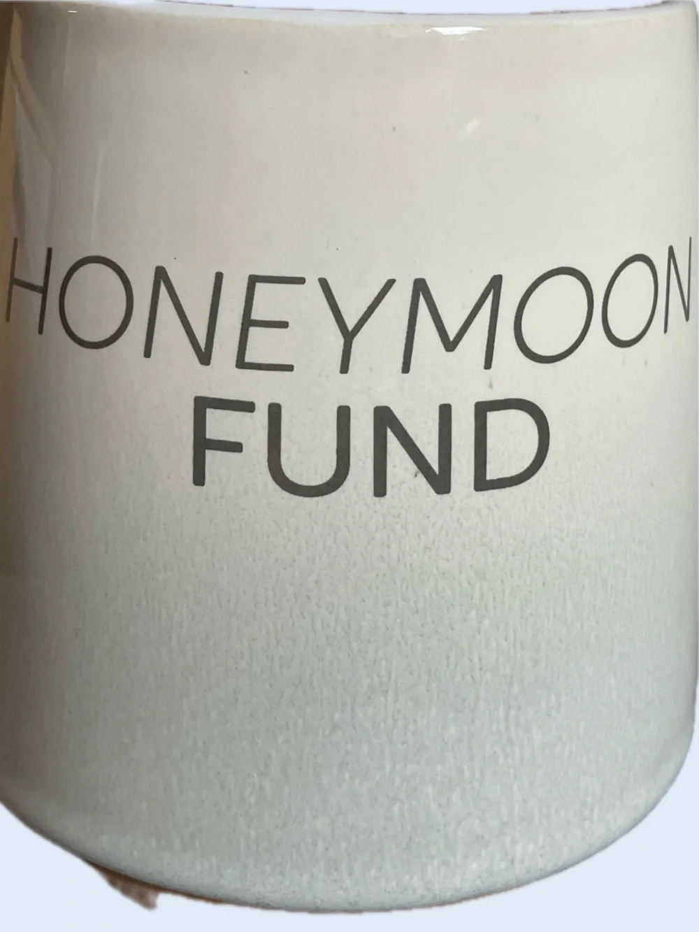 Honeymoon Fund Ceramic Money Jar with Cork Lid & Cute Little Metal Money Design